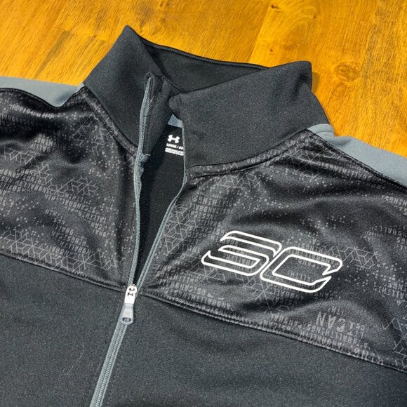 Under Armour Steph Curry full zip athletic jacket black gray youth large - Picture 3 of 6